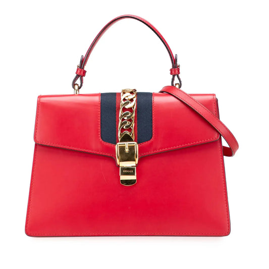 Gucci Medium Leather Sylvie Top Handle Bag