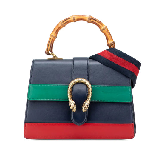 Gucci Medium Leather Bamboo Dionysus Web Satchel
