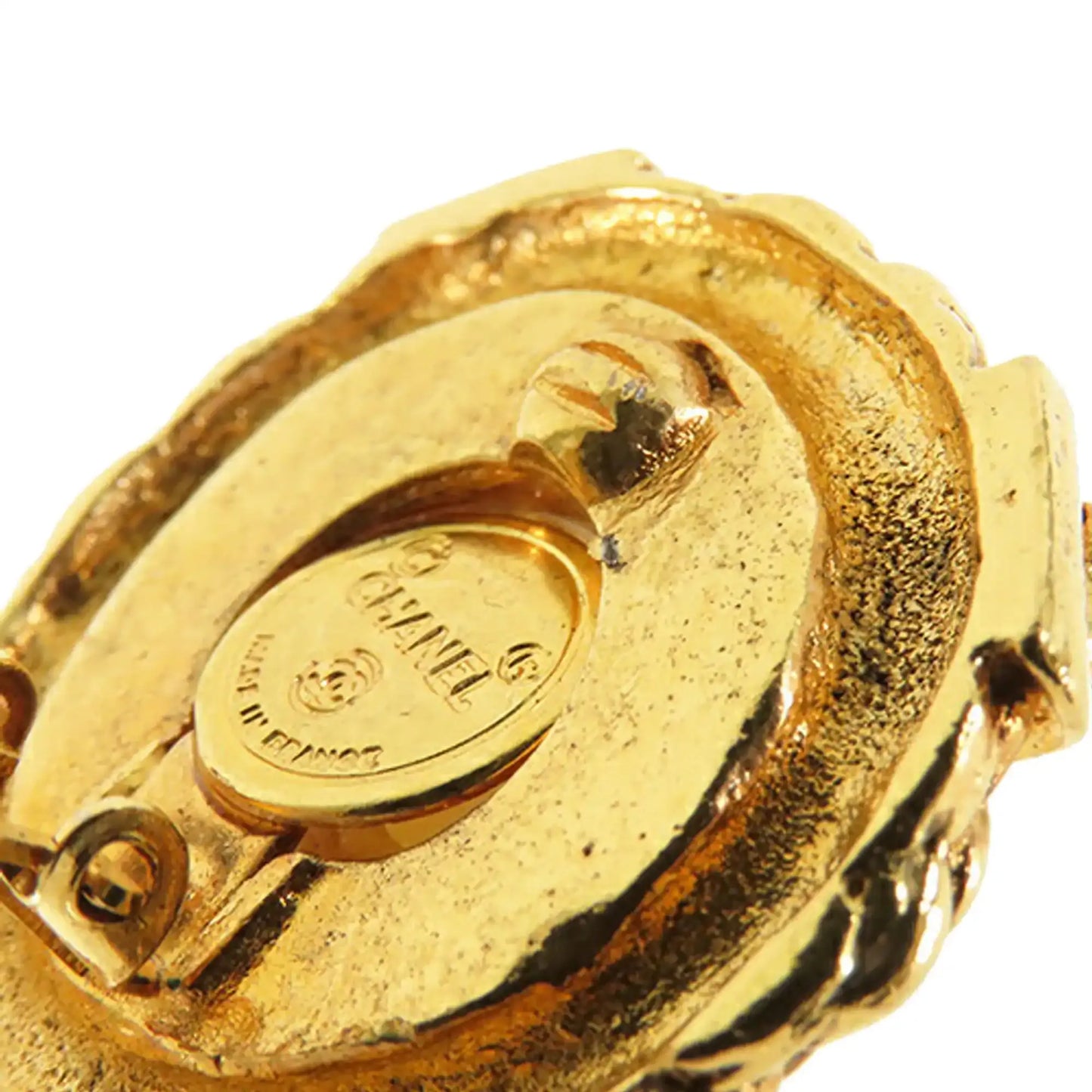 Chanel CC Gold Plated Faux Pearl Clip on Earrings