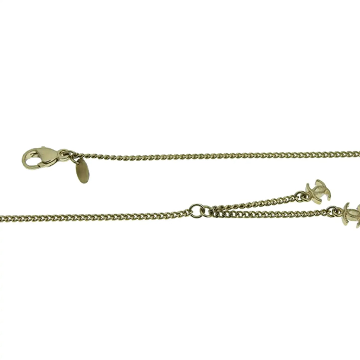 Chanel CC Gold Plated Faux Pearl and Crystal Drop Necklace