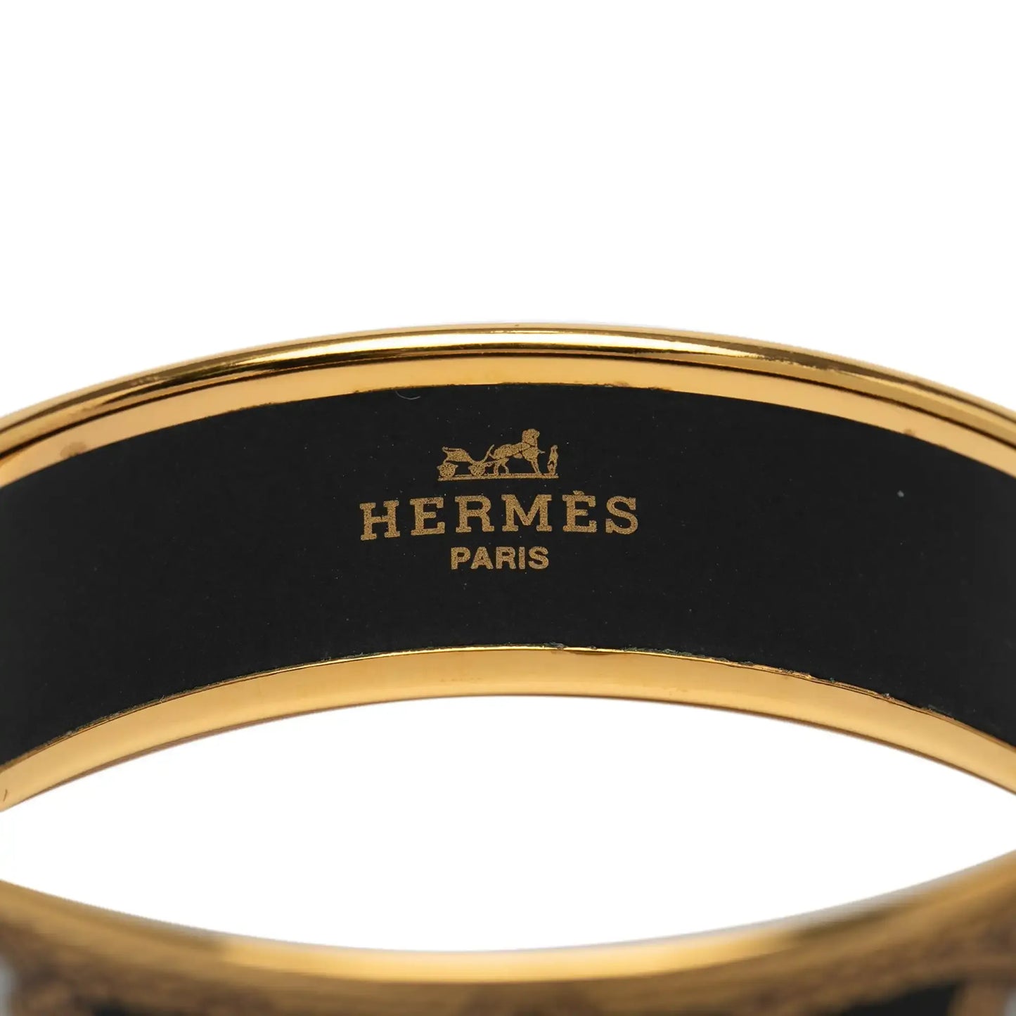 Hermès Wide Grand Apparat Horse Enamel Bangle 65