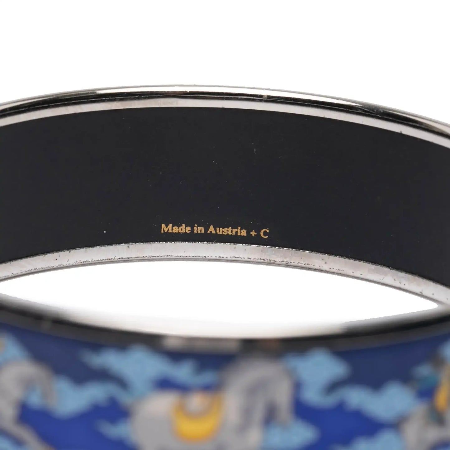 Hermès Wide Enamel Horse Riding Motif Bangle