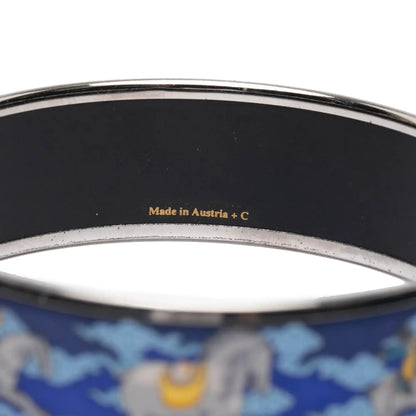 Hermès Wide Enamel Horse Riding Motif Bangle