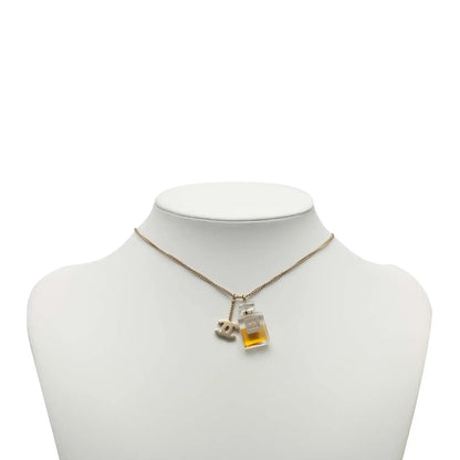 Chanel Gold Plated CC No.5 Perfume Bottle Pendant Necklace
