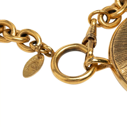 Chanel Gold Plated CC Round Pendant Necklace