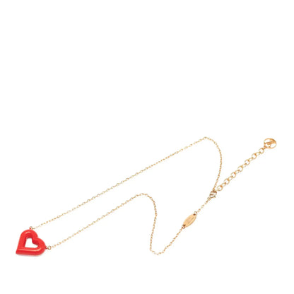 Louis Vuitton Gold Plated Rubber Heart Pendant Necklace