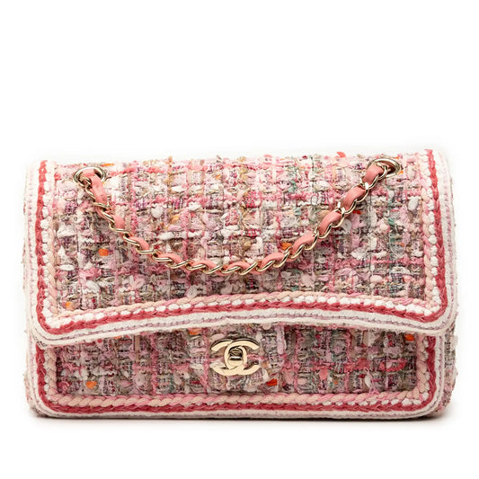 Chanel Medium Classic Quilted Tweed Braided Double Flap