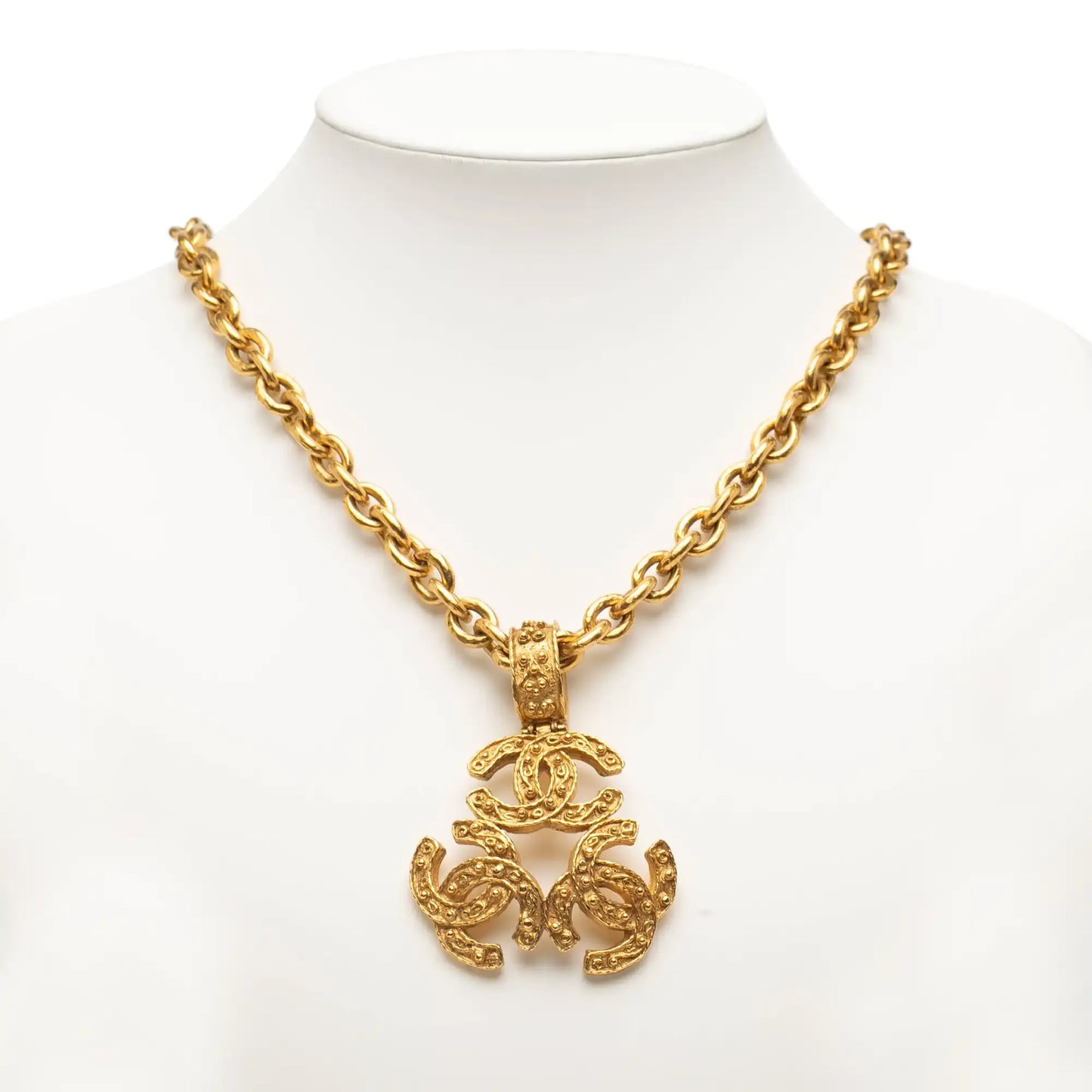 Chanel Gold Plated Triple CC Pendant Necklace