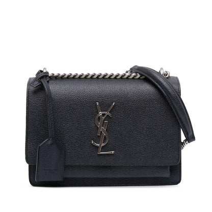 Saint Laurent Small Grained Calfskin Monogram Sunset Crossbody