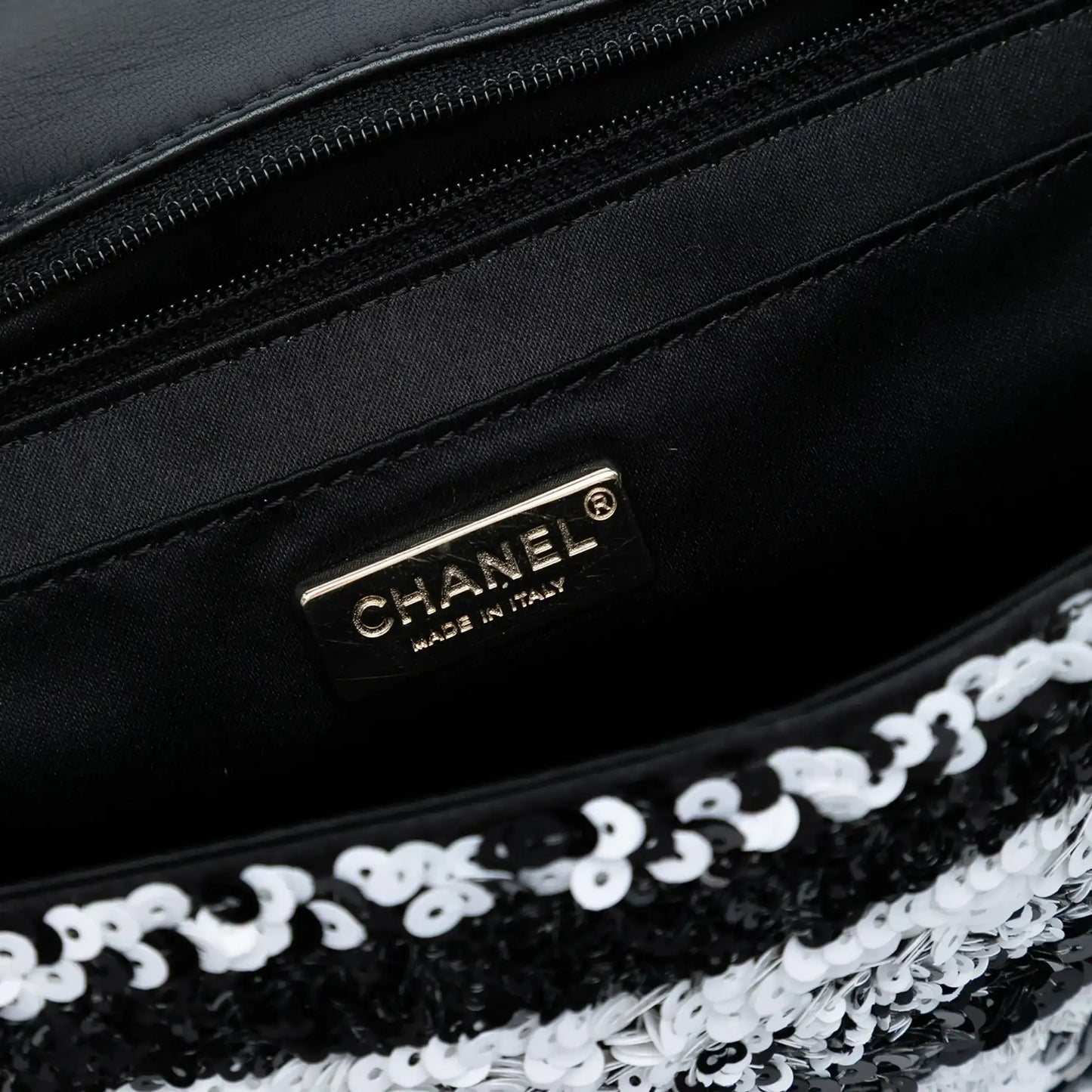 Chanel Medium Sequined Calfskin Single Flap