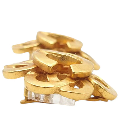 Chanel Gold Plated CC Flower Clip On Earrings