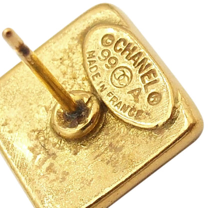 Chanel Gold Plated Logo Bullet Back Earrings