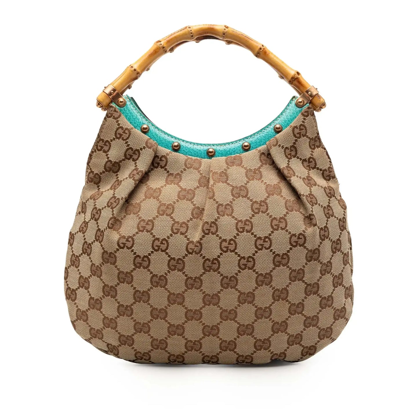Gucci Studded GG Canvas Bamboo Hobo
