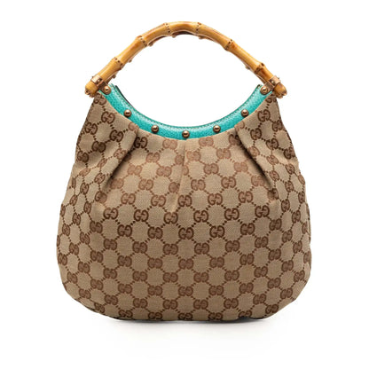 Gucci Studded GG Canvas Bamboo Hobo