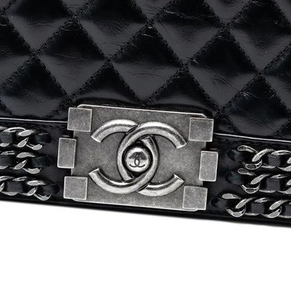 Chanel Old Medium Quilted Glazed Calfskin Chain Around Boy Flap