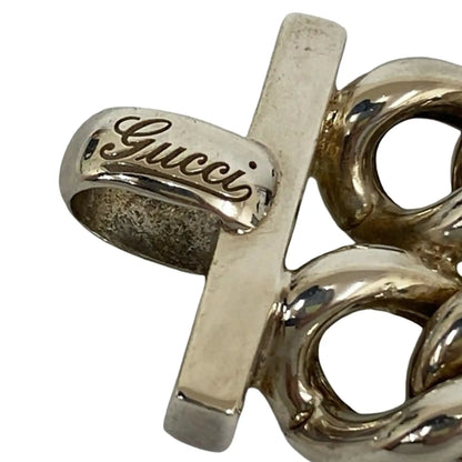 Gucci Sterling Silver Crest Logo Chain Bracelet