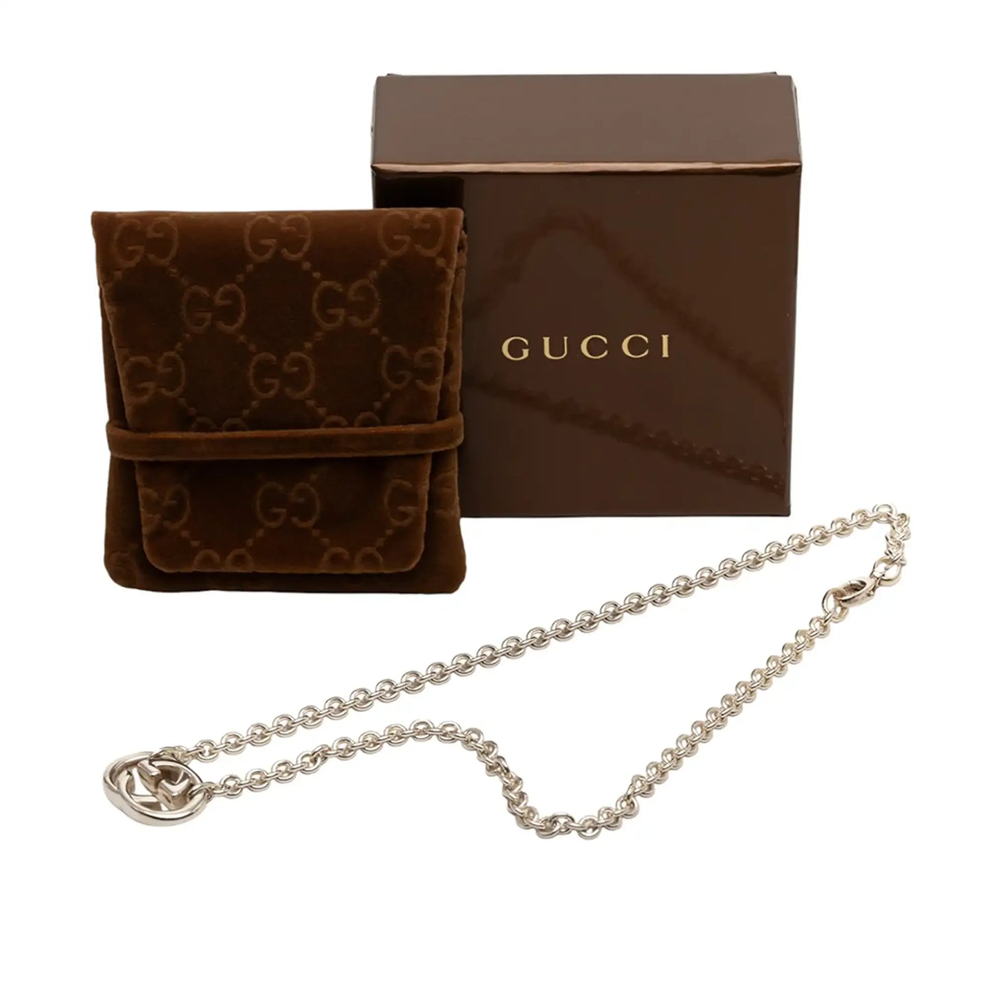 Gucci Sterling Silver Interlocking G Pendant Necklace