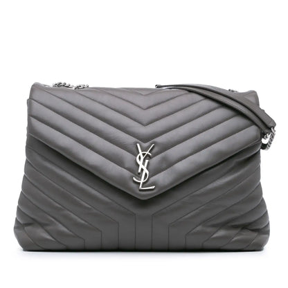 Saint Laurent Large Leather Monogram Matelasse LouLou Shoulder Bag