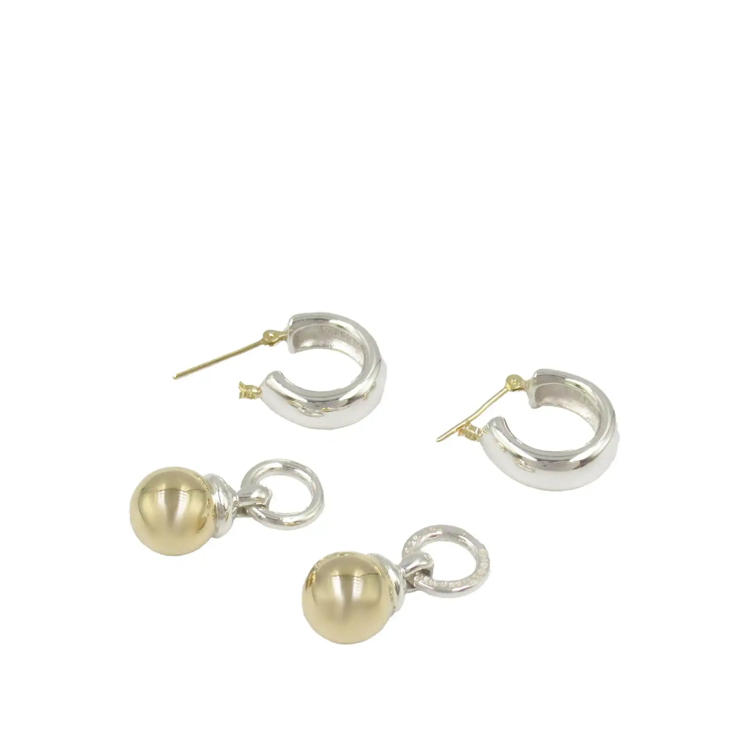 Tiffany Sterling Silver and 18K Yellow Gold Fascination Ball Dangle Earrings