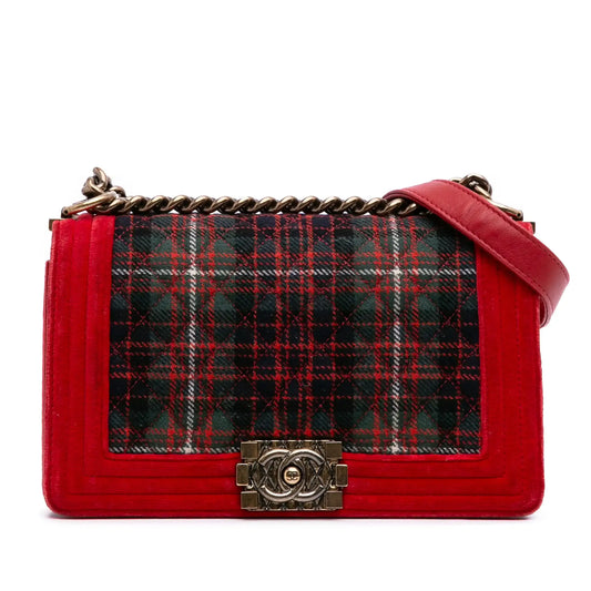 Chanel Old Medium Quilted Tweed and Velvet Boy Flap
