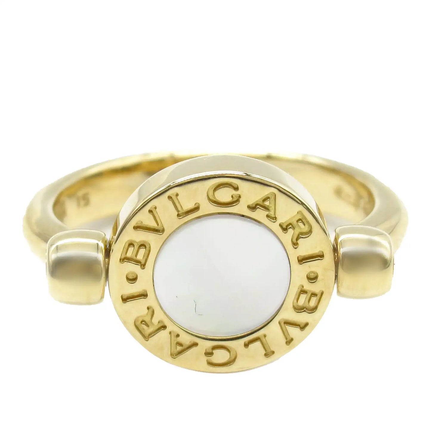 Bvlgari 18K Yellow Gold Mother of Pearl and Onyx Ring