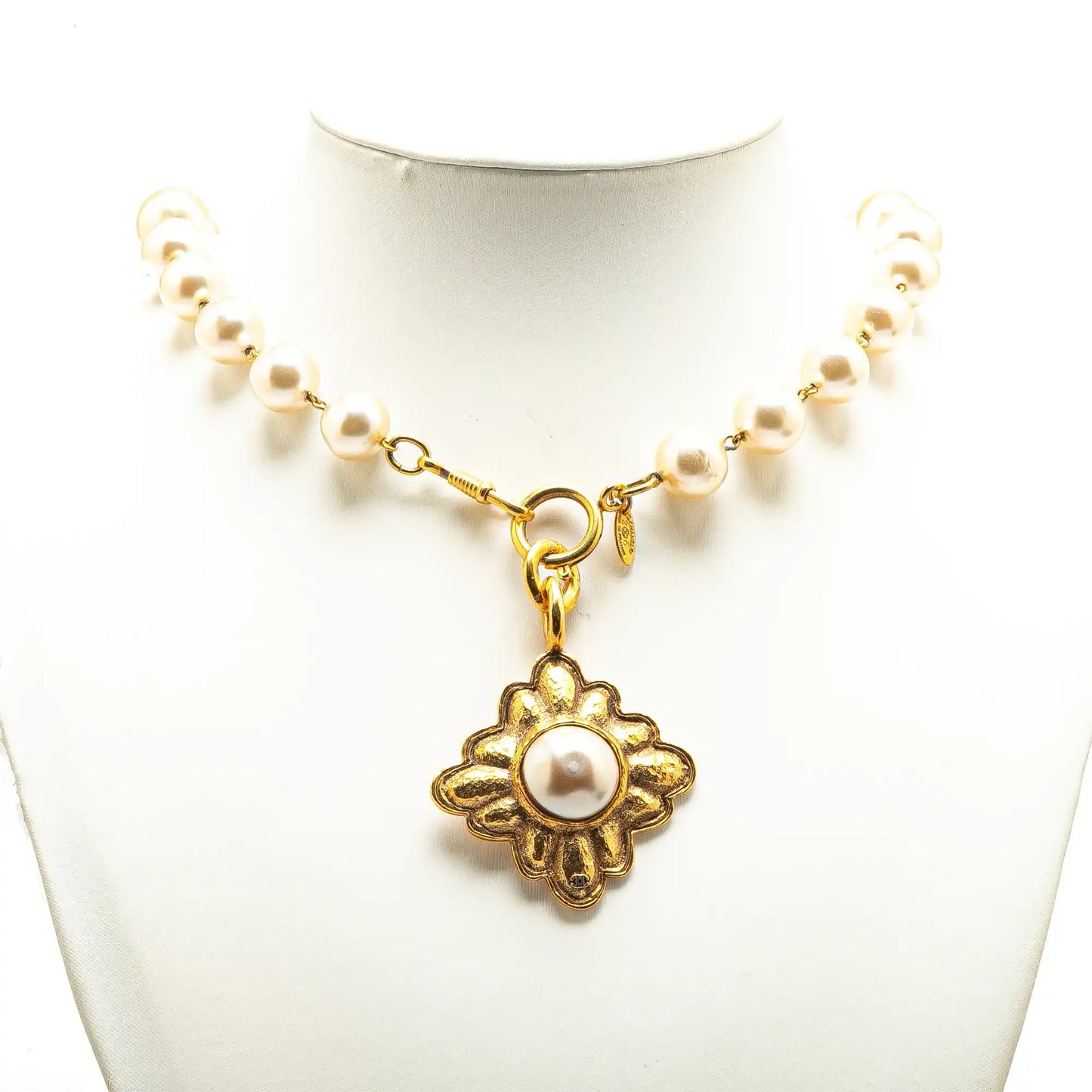 Chanel Gold Plated Faux Pearl Necklace