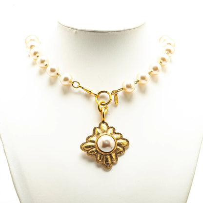 Chanel Gold Plated Faux Pearl Necklace