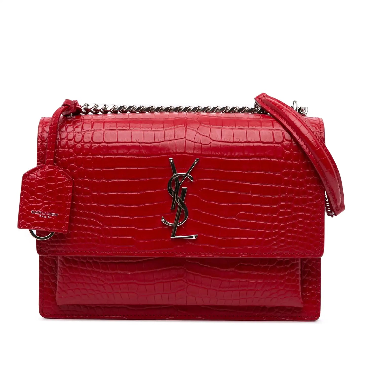 Saint Laurent Medium Croc Embossed Leather Sunset Crossbody