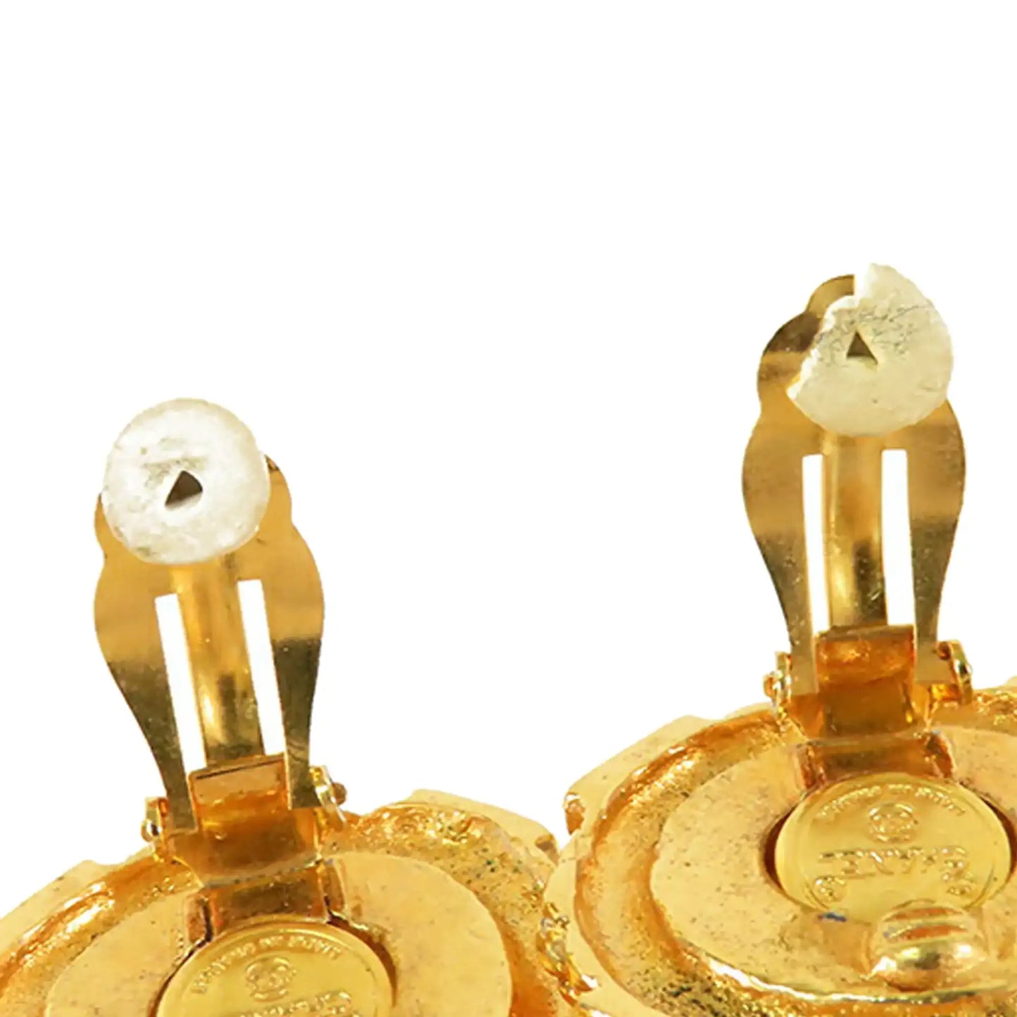 Chanel CC Gold Plated Faux Pearl Clip on Earrings