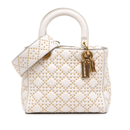 Dior Medium Calfskin Cannage Studded Supple Lady