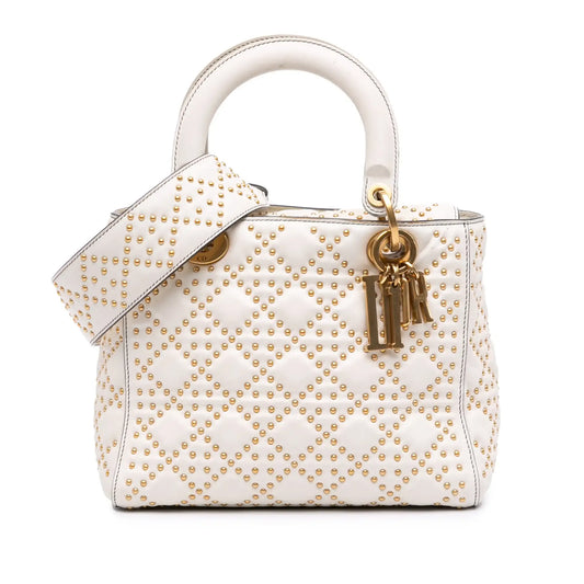 Dior Medium Calfskin Cannage Studded Supple Lady