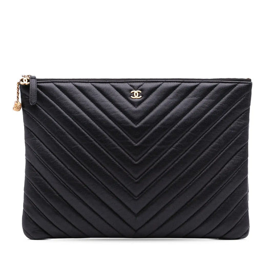 Chanel Large Chevron Caviar Ancient Greek Charms O Case Clutch