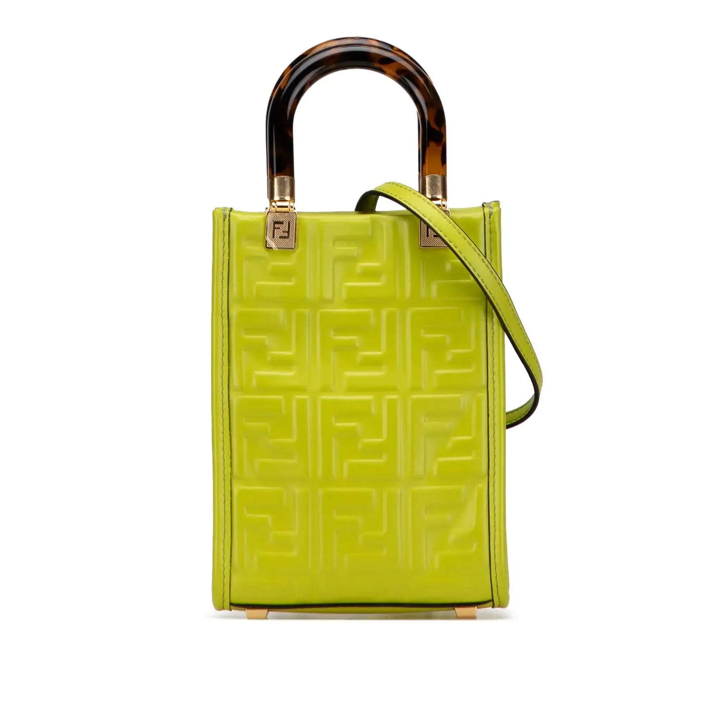 Fendi Mini Zucca Embossed Leather Sunshine Shopper Tote