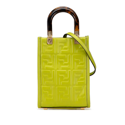 Fendi Mini Zucca Embossed Leather Sunshine Shopper Tote