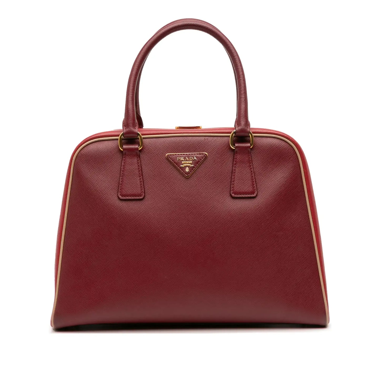 Prada Saffiano Lux Pyramid Frame Top Handle Bag