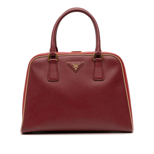Prada Saffiano Lux Pyramid Frame Top Handle Bag