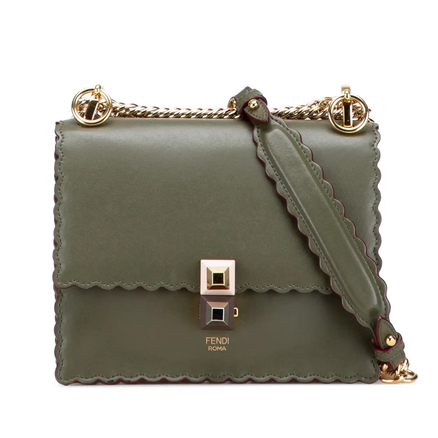 Fendi Small Scalloped Leather Kan I Crossbody
