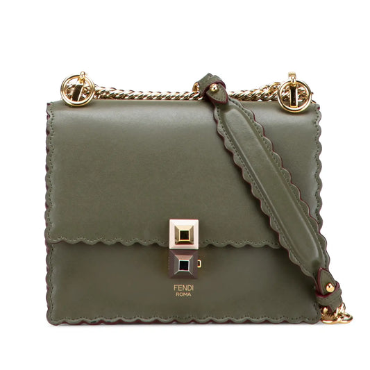 Fendi Small Scalloped Leather Kan I Crossbody