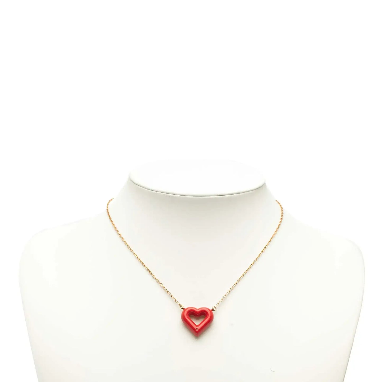 Louis Vuitton Gold Plated Rubber Heart Pendant Necklace