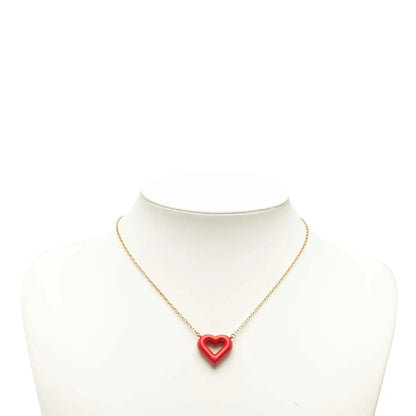 Louis Vuitton Gold Plated Rubber Heart Pendant Necklace