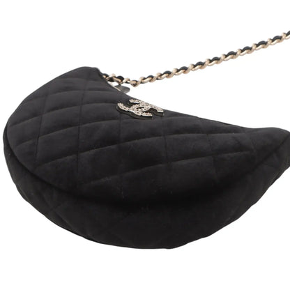 Chanel CC Quilted Velour Half Moon Chain Crossbody