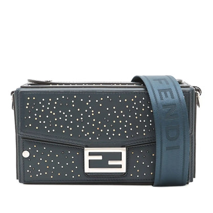 Fendi Studded Leather Soft Trunk Baguette Satchel