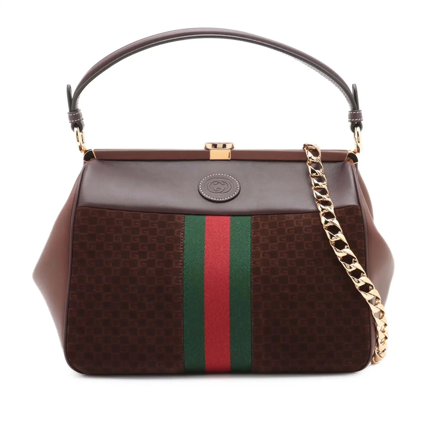 Gucci G Square Suede Ophidia Virgo Top Handle Bag