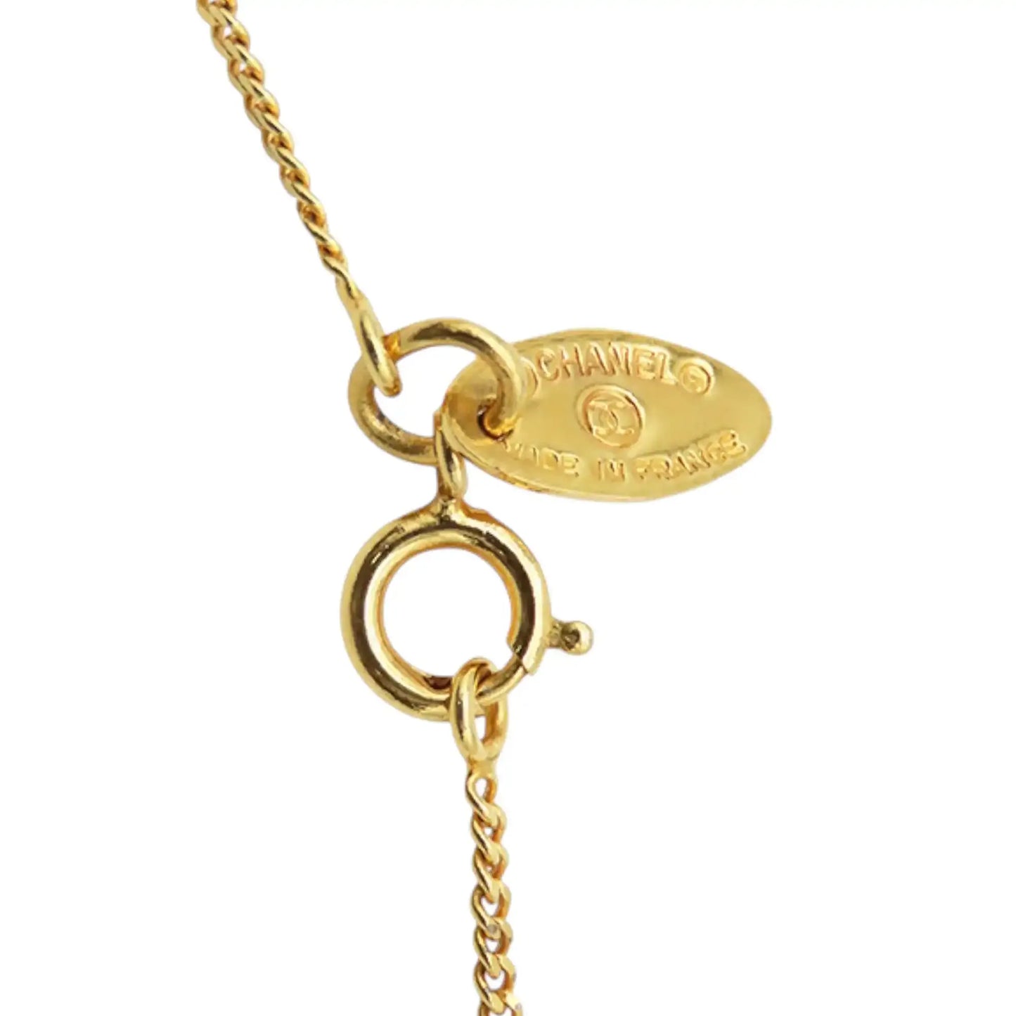 Chanel old Plated Crystal CC Pendant Necklace