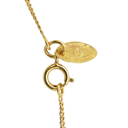 Chanel old Plated Crystal CC Pendant Necklace