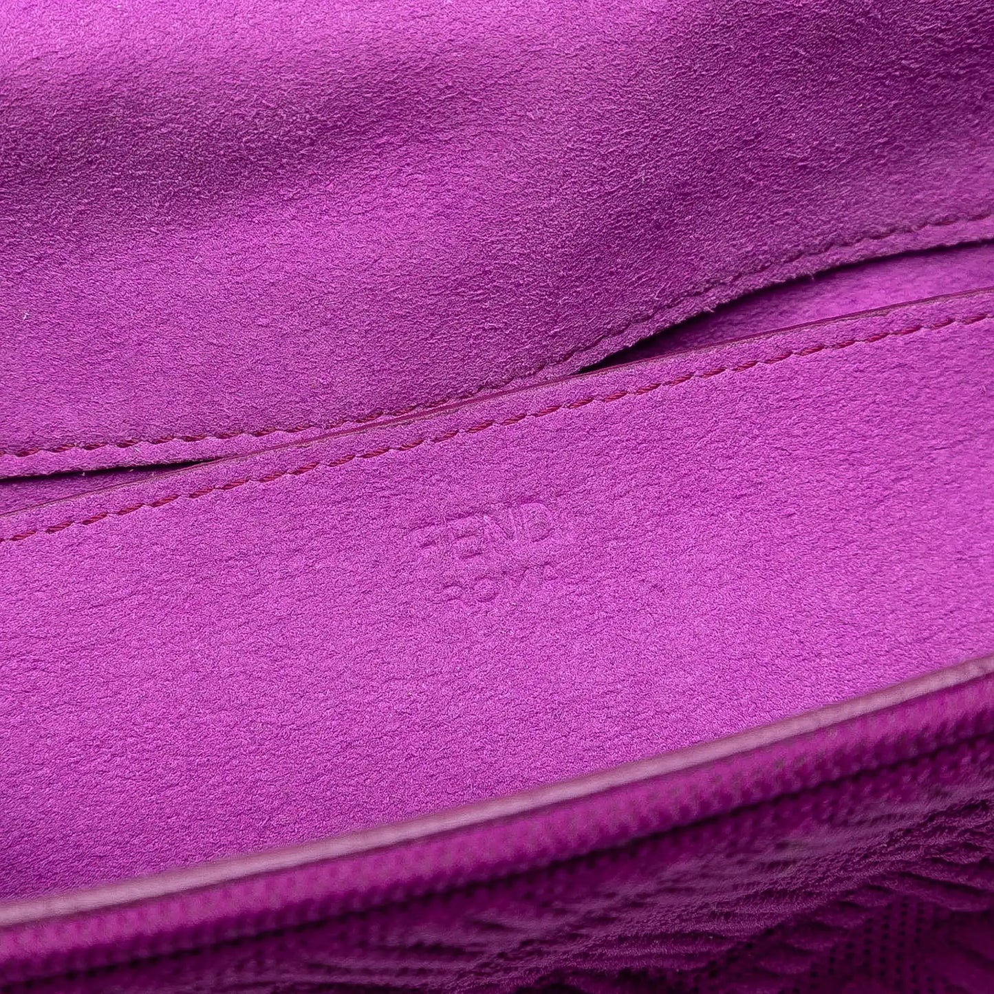 Fendi Zucca Embossed Technical Fabric Chain Midi Baguette