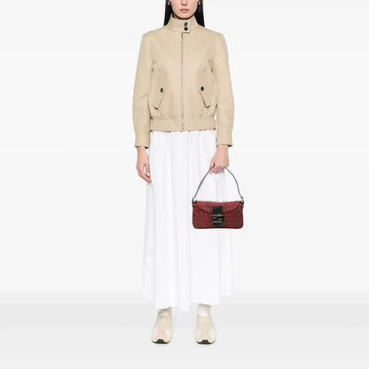 Fendi Zucchino Canvas Double Flap Shoulder Bag