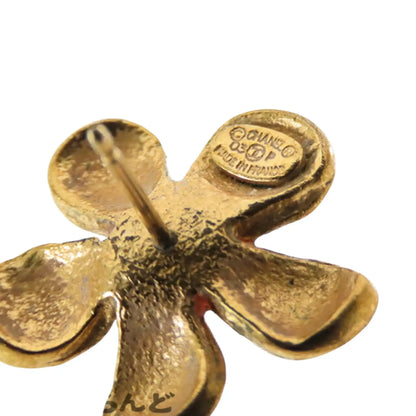 Chanel Gold Plated Resin CC Flower Push Back Earrings