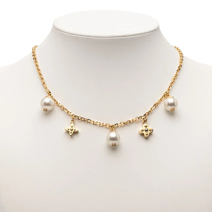 Louis Vuitton Gold Plated Charmy Pearl Necklace