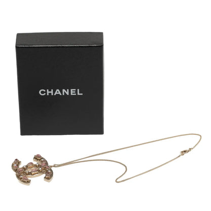 Chanel Gold Plated CC Crystals Pendant Necklace